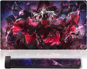 sabermaster Card Rubber Mat ygo playmat Gaming Competition Pad Mat Card Binder Deck 23.6x13.7in (Red Cartesia 1)