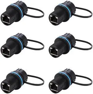 PENGLIN 6PCS Waterproof CAT6 RJ45 Bulkhead Ethernet Coupler, Shielded RJ45 Industrial Panel Mount Connector,RJ45 Ethernet LAN Cable Connector Female to Female