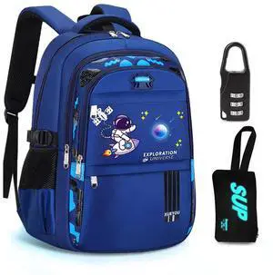 Relaxmate Girl Backpack for Boys. Bookbag for School with Anti-Theft Lock,Cool Backpack for Boys Includes Pencil Bag,Teenage Boys School Backpack Children Leisure Day Bag Student Book Bag Blue