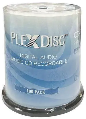 PlexDisc 52x Digital Audio Music CD-R Disc 700MB White Inkjet Printable - 100 PK Spindle (FFP)