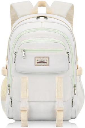 SCIONE School Backpacks for Teen Girls-Laptop Backpacks 15.6 Inch Primary Middle College Bookbag Travel Daypack Bags for Teens Girls Women Students-Beige