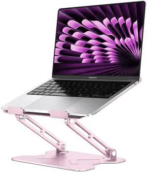 NTMY Laptop Stand for Desk, Metal Folding Laptop Riser Adjustable Height, Computer Stand for Laptops up to 16 Inches, Compatible with MacBook Air Pro, HP, Dell, Acer, Lenovo,Notebook(Pink)