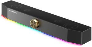 THOMSON Computer Speakers, Bluetooth Computer SoundBar, Dynamic RGB PC Speakers with 10W Stereo Sound, 3.5mm Aux-in Connection, USB Powered Computer Speakers for PC, Desktop Monitor, Laptop, Tablets