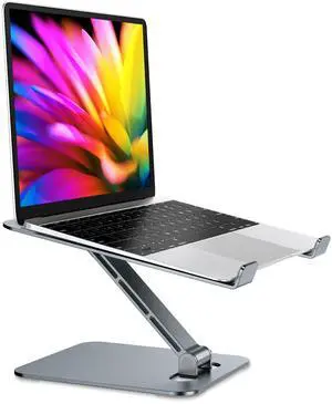 RIWUCT Foldable Laptop Stand, Height Adjustable Ergonomic Computer Stand for Desk, Aluminum Portable Laptop Riser Holder Mount Compatible with MacBook Pro Air, HP, Dell 10-16" (Gray)
