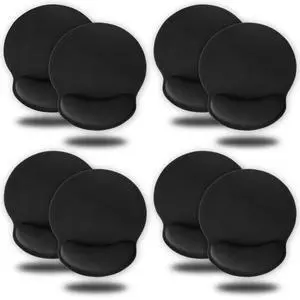 Ergonomic Mouse Pad with Wrist Support 8 Pack Gel Memory Foam Small Padded Mouse Pad with Wrist Rest for Computer, Gaming (Classic Black)