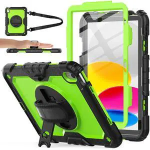 SIBEITU Case Compatible with ipad 10th Generation10.9'', ipad 10 Case with Screen Protector and Pencil Holder Full-Body Drop Protection, 360deg Rotate Hand Shoulder Strap 2022
