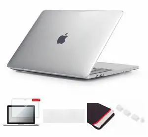 Se7enline Compatible with MacBook Pro case Clear 2016-2018 with Touch Bar Crystal Hard Cover for Mac Pro 15 inch A1707/A1990&Sleeve Bag&Keyboard Cover&Screen Protector&Dust Plug, Transparent