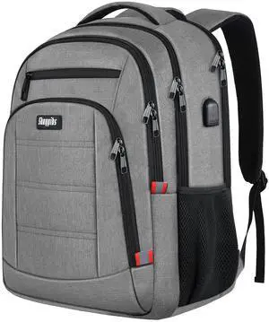 Backpack for Men Women, Travel School Backpacks for Teen Boys, Bookbag with USB Charging Port, Anti Theft College Students Backpack Fits 15.6 Inch Laptop, Casual Work Business Back Pack, Grey