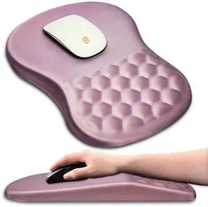 Ergonomic Wrist Rest Mouse Pad, Massage Design for Carpal Tunnel Pain Relief, Non-Slip Memory Foam, Pink