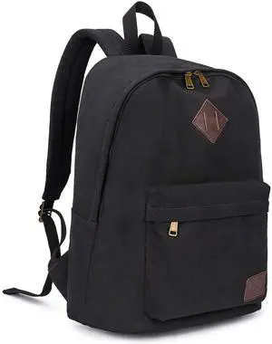 seemeroad Canvas Laptop Backpack Durable Rucksack Travel Notebook Bag School Backpack Bookbag for Men Women Black Factory Directly