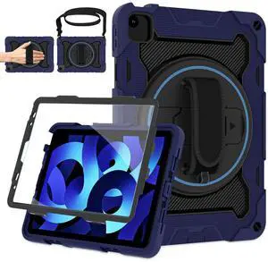 ROSROME For iPad Air 5th 4th Generation 10.9 inch Case with Screen Protector [15ft Drop Protection] iPad Pro 11 Case 4th 3rd 2nd 1st Gen (2022 2021 2020 2018) for Kids W/ 360 Stand Hand/Shoulder Strap