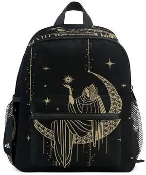 Cute Toddler Backpack Mini Travel Bag Sacral Night Girl on Moon for Baby Girl Boy Age 3-7