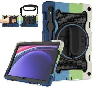ROSROME for Samsung Galaxy Tab Tab S10 FE / S9 / S9 FE 5G, Heavy Duty Shockproof Protective Case with Screen Protector, 360 Stand, Hand Strap and Pen Holder for Galaxy Tab S10 FE /S9 FE 10.9''/S9 11''