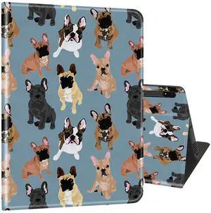 Case for Samsung Galaxy Tab S8 Plus 2022/S7 FE 2021/S7 Plus 2020 12.4 inch, Ultra-Thin Multi-Angle Bracket Full Body Case with Wake/Sleep Function - French Bulldogs