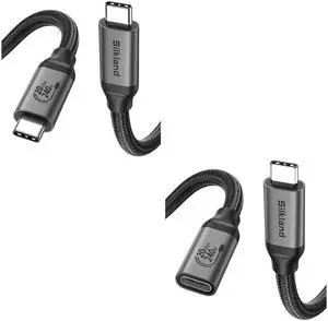Silkland 3.3+3.3ft USB C Cable and USB C Extension Cable 3.2 Gen 2x2, 240W Charging Speed 20Gbps High Speed Data Transfer