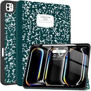 Soke for New iPad Pro 13 Inch Case (M4, 2024 Release), with Pencil Holder Trifold Stand Shockproof [Support Apple Pencil Charging + Auto Wake/Sleep], Soft TPU Back Cover, Book Teal