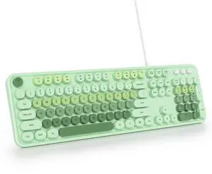 SbocKeeb Retro Punk Keyboard,Full Size Typewriter Green Keyboard Floating Key Design, Wired USB, with Foldable Stands Compatible with PC/Mac/Laptop/Computer Keyboard(Green)