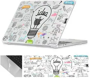 Se7enline Compatible with MacBook 15 inch Case Model A1707 A1990 for 2019 2018 2017 2016 Version 15-inch Macbook Pro Touch Bar Laptop Hard Shell Case&Keyboard Cover Skin&Touchpad Protector,Clear Bulb