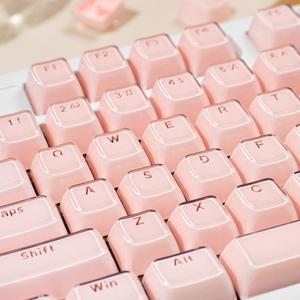 SUEHIODHY Crystal Jelly Keycap, Pink Shine Through Custom Keycap, 135 Keys OEM Profile Keycaps Set, Cute Translucent Keyboard Keycaps for 61/68/84/87/98/100 Cherry Gateron MX Mechanical, Pink