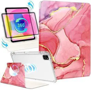 Shorogyt for iPad Air 13 Inch M3 2025 & M2 2024 /for i Pad Pro 12.9 inch (3/4/5/6th Gen) for Magnetic Stand for Women - Cute Design 360 Degree Rotating Covers Girls with Pencil Holder, Watercolor
