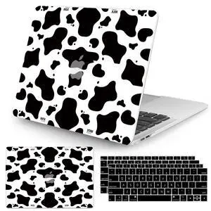 Seorsok Compatible with MacBook Air 13 Inch Model A1932 A2179 M1 A2337 Touch ID Release 2020 2019 2018 Plastic Hard Shell Case Protective Cover with 2 Pieces Black Keyboard Cover Cow Pattern