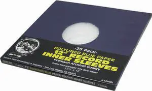 12 Premium Blue Polylined Record Inner Sleeves - Archival Quality, Heavyweight Paper & Plastic - 12IABL (25)