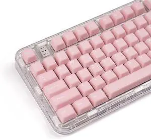 162 Keys Pink Translucent Keycaps Set PBT Double Shot Keycaps Cherry Profile Fit for 61/64/87/104/108 Cherry Mx Switches Mechanical Keyboards Alice Keyboard