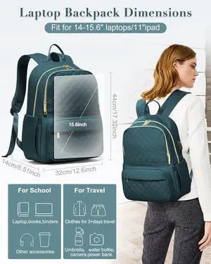 Laptop Backpack for Women Mens,Waterproof Work Business Bags College Backpack Laptop Computer Bag Travel Backpack Purse for College, Business,Travel Fits 15.6 Inch Laptop Peacock Blue