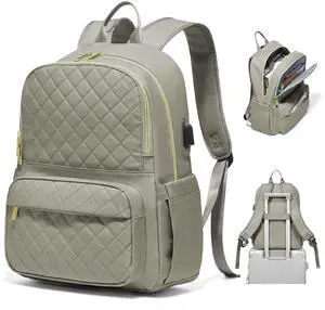 Laptop Backpack for Women Men,Waterproof Work Business Bags College Backpack Laptop Computer Bag Travel Backpack Purse for College, Business,Travel Fits 15.6 Inch Laptop Grey Brown