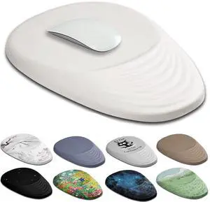 Armanza Ergonomic Mouse Pad Wrist Support, White Mouse Pad with Wrist Rest, Entire Memory Foam & Non-Slip PU Base MousePads with Massage Design for Pain Relief, Desk, Office, 12" x 8" x 1.2" Inch