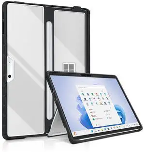Case for Microsoft Surface Pro 11/10/9/8 13-Inch All-in-One Rugged Case - Compatible with Type Cover Keyboards, (Transparent)