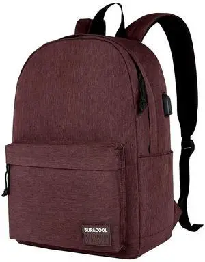 SUPACOOL Casual Laptop Backpack for Men and Women, Backpack for College, USB Charging Port, Lightweight Pack Back(Coffee)