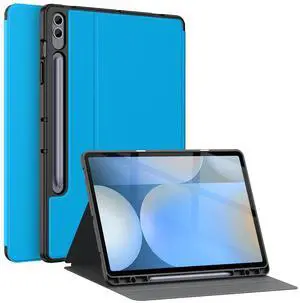 Soke Galaxy Tab S10+ /S9+ /S9 FE Plus Case with S Pen Holder- Shockproof Smart Folio Stand Case, Soft TPU Back Cover for Samsung Galaxy Tablet S10 Plus 12.4 Inch, Light Blue