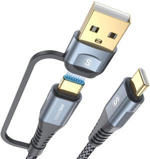 USB Type C Charger Cable [2pack, 10ft], PD 100w iPhone 16 15 pro max Charger 2-in-1 USB C to USB C Cable Nylon Braid for MacBook iPad Pro/Air Samsung Galaxy S24 S23 S22 S21 S20 Note 20 10 Flip Pixel