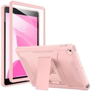 Soke Case for iPad 9th/8th/7th Generation 10.2-Inch (2021/2020/2019 Release), with Built-in Screen Protector and Kickstand, Rugged Full Body Protective Cover for Apple iPad 10.2 Inch - Pink Sand