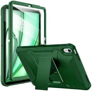 Soke Case for iPad Air 11-inch M3/M2 (2025/2024), iPad Air 5th/4th Generation 10.9-inch (2022/2020), with Built-in Screen Protector and Kickstand, Rugged Full Body Protective Cover - Alpine Green