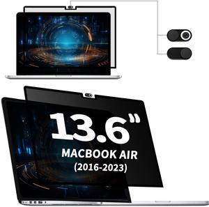 Privacy Screen for Macbook Air 13.6 inch (2016-2023,M1,M2) Nano-frame Adhesive Screen Protect, Privacy Security Filter Adjustable Camera Cover, Film Matte Anti Glare Blue Light