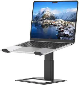 SOUNDANCE Adjustable Laptop Stand for Desk, Computer Stand, Ergonomic Laptop Riser Holder Compatible with 10 to 17.3 Inches Notebook PC Computer, Aluminum Black