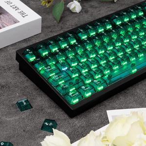 TIMSEKER 114 Keys Green Gaming Keyboard Keycap Set, Cherry Profile Crystal Clear Keycap, Shine Through Custom Key Caps, Translucent Key Cap for ANSI Layout Cherry MX Switches Mechanical Keyboard2