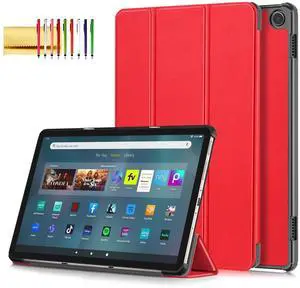 Case for  Fire Max 11 Tablet (13th Generation, 2023), Techcircle Slim Lightweight Trifold Stand Magnetic Hard Shell Flip Cover PU Leather Protective Folio Book Cover, Red
