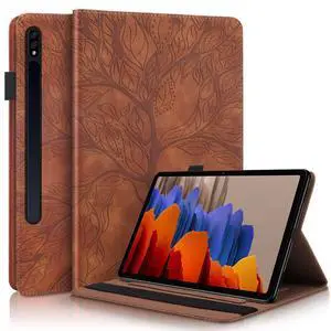 TIPOYOROO Case for Samsung Galaxy Tab S8 Ultra Case 2022 14.6 Inch(SM-X900/X906) PU Leather Cover with Card Holder Multi-Angle for Galaxy Tab S8 Ultra 14.6'' - Brown