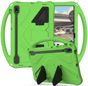 Kids Case for Samsung Galaxy Tab S10+/S9+/S8+/S7 FE/S7+/S9 FE+ 12.4", Techcircle Light Weight Shock Proof EVA Foam Handle Rugged Stand Protective Case for Galaxy Tab S9 FE Plus/S10 Plus 2024, Green