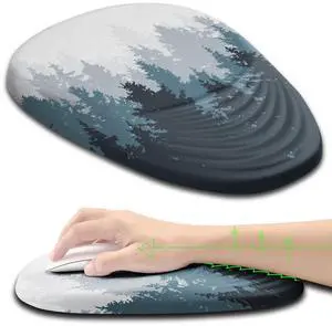Armanza Ergonomic Mouse Pad Wrist Support, Mouse Pad with Wrist Rest, Memory Foam Massage Design & Non-Slip PU Base MousePads for Pain Relief, Desk, Office, Home, Forest Tree