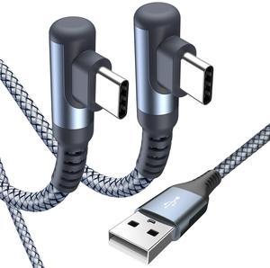 sweguard USB C Cable Right Angle [2-Pack, 15FT+15FT], Type C iPhone 16 Charger Cable Nylon Braided Cord for iPhone 16 15 Pro Max Plus, Samsung Galaxy S25 S24 S23 S22 S21 S10 S9 S8 Note 20 10 9,LG,Moto