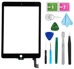 Black New Digitizer Repair Kit for iPad Air 2 9.7" 2nd Gen A1566 A1567 Touch Screen Digitizer Replacement(Without Home Button).