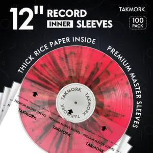 Vinyl Record Rice Paper Inner Sleeves: 12" Anti-Static LP Sleeves Album Record Acid-Free Clear Protective Sleeves, 100pcs