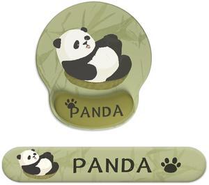 Teanea Cute Non-Slip Memory Foam Mouse Pad with Wrist Rest and Keyboard Wrist Support Pad for Desk Typing Gaming Home Office, Panda