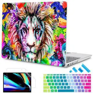 Tuiklol Case for 12.4 Inch Microsoft Surface Laptop Go 3/2 / 1 2023-2020 Releases, Plastic Hard Shell Case with Screen Protector and Keyborad Cover +Dust Plugs Model 2013/1943,Lion