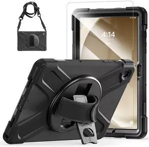 TSQQST for Samsung Galaxy Tab A9+ Plus Case 11 inch 2023 (SM-X210/X216/X218) with Screen Protector | Military Grade Heavy Duty Shockproof Case with Stand&Hand Strap for Galaxy A9 Plus Tablet-Black