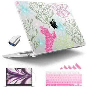 Tuiklol for M4 MacBook Air 13.6 inch Case 2025-2022 Release M2 Chip Model A3240 A3113 A2681, Plastic Hard Shell Cover for MacBook Air 13.6 Liquid Retina Display with Touch ID, Marine Plants
